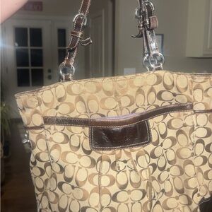Coach Tan and Brown Signature Tote